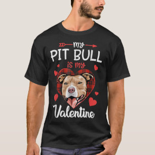 My Pitbull Is My Valentine Funny Dog Red Plaid Hea T-Shirt