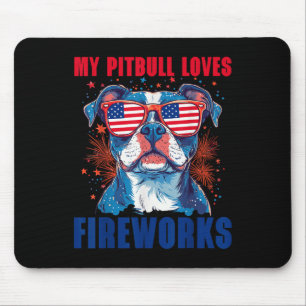 My Pitbull Loves Fireworks 4th Of July Patriotic D Mouse Pad