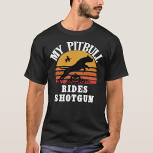 My Pitbull Rides Shotgun Funny Halloween Pitbull L T-Shirt