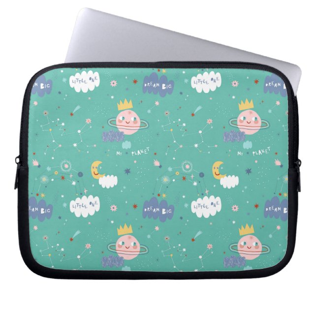 My Planet Dream Big Little One Pattern Laptop Sleeve (Front)