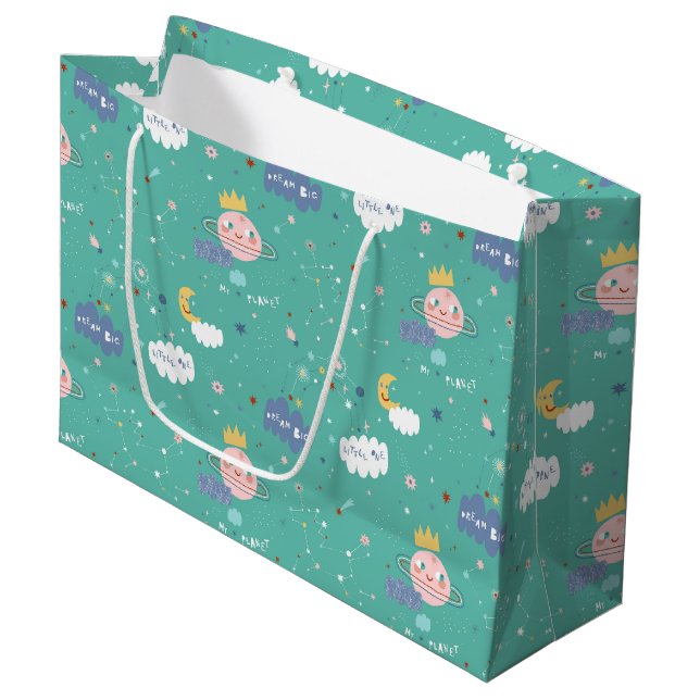 My Planet Dream Big Little One Pattern Large Gift Bag (Front Angled)