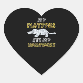 My Platypus Ate My Homework Monotreme Kid Gift Heart Sticker