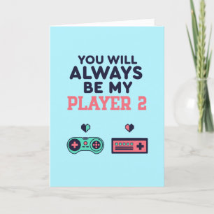 My Player 2 Cute Gamer Lover Funny Valentine's Day Holiday Card