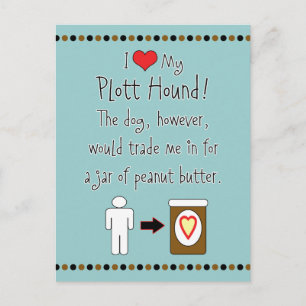 My Plott Hound Loves Peanut Butter Postcard