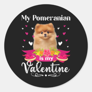 My Pomeranian Dog Is My Valentine Lover Happy Cute Classic Round Sticker