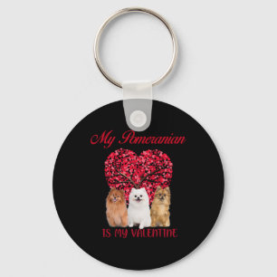 My Pomeranian Is My Valentine Dog Lover Valentines Key Ring