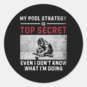 My Pool Strategy Vintage Pool Player Funny Billiar Classic Round Sticker