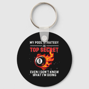 My Pool Strategy Vintage Pool Player Funny Billiar Key Ring