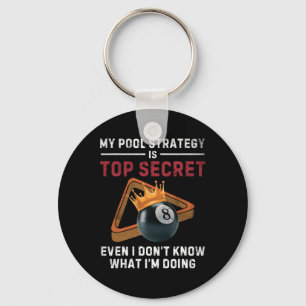 My Pool Strategy Vintage Pool Player Funny Billiar Key Ring