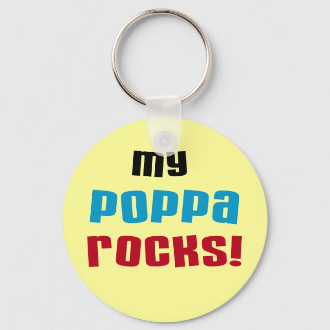 My Poppa Rocks Tshirts and Gifts Key Ring (Front)