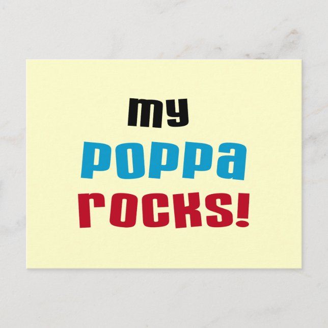 My Poppa Rocks Tshirts and Gifts Postcard (Front)