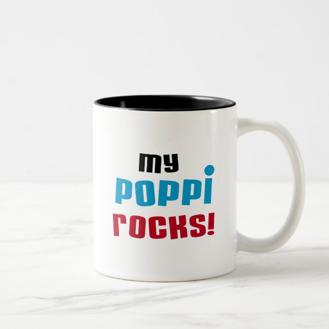 My Poppi Rocks T-shirts and Gifts Two-Tone Coffee Mug (Right)