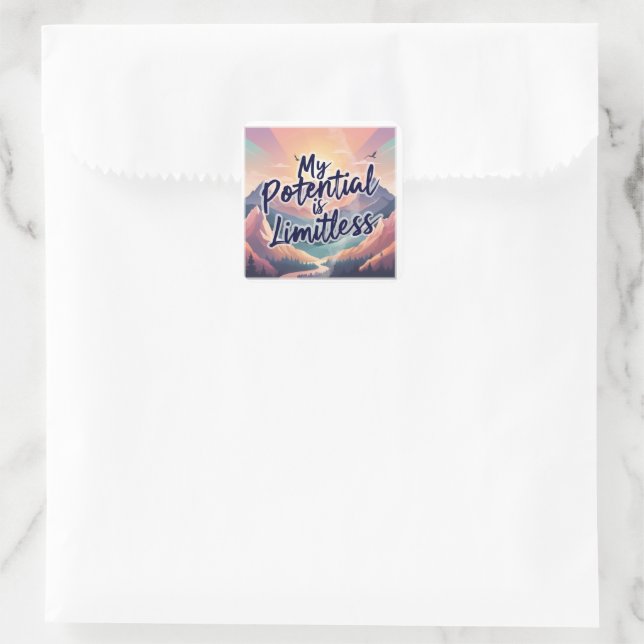 My Potential Is Limitless Positive Affirmation  Square Sticker (Bag)