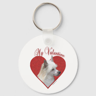 My Powderpuff Chinese Crested Valentine Key Ring