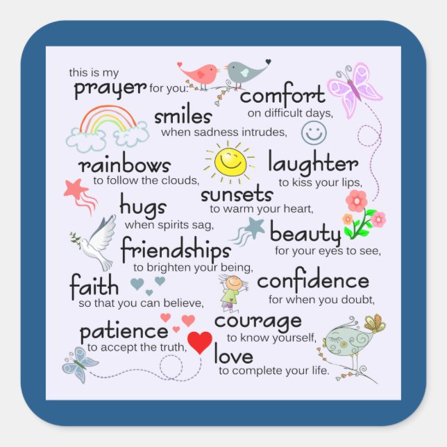 My Prayer For You | Classic Blue Square Sticker (Front)