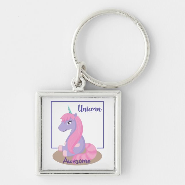 My Pretty Little Unicorn Name Keychain | Awesome (Front)