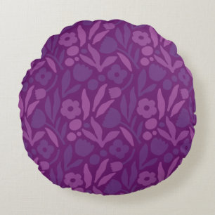 My Princess Loves Purple Happy Huge Flowers Round Cushion
