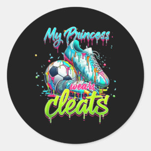 My Princess Wears Cleats Drippy Soccer Colorful Ar Classic Round Sticker