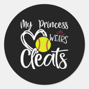 My Princess Wears Cleats Softbyll Player Girls Sof Classic Round Sticker