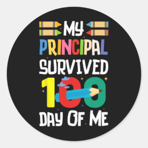 My Principal Survived 100 Days Of Me 100 Days Of S Classic Round Sticker
