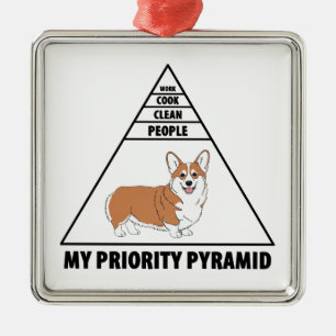 My Priority Pyramid Corgi Metal Ornament