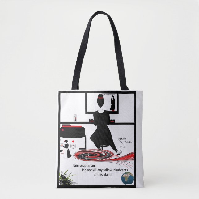 My profile drawing on case tote bag (Front)