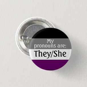 My pronouns are: They/She - asexual/ace flag 3 Cm Round Badge