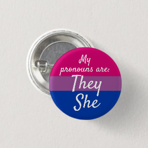 My pronouns are They She - Bi Flag 3 Cm Round Badge