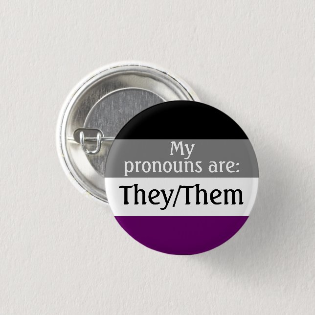 My pronouns are: They/Them - asexual/ace flag 3 Cm Round Badge (Front & Back)