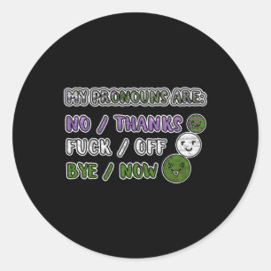 My Pronouns Are Trio Genderqueer Flag Colours Stic Classic Round Sticker