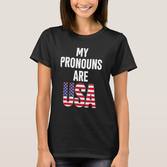 My Pronouns Are Usa 4th Of July American Flag Tie  T-Shirt (Front)