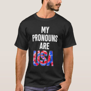 My Pronouns Are Usa 4th Of July American Flag Tie  T-Shirt