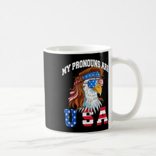 My Pronouns Are Usa Eagle American Funny 4th Of Ju Coffee Mug