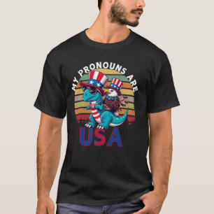 My Pronouns Are USA Eagle American Funny 4th of Ju T-Shirt
