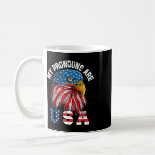 My Pronouns Are Usa Funny Eagl 4th Of July America Coffee Mug