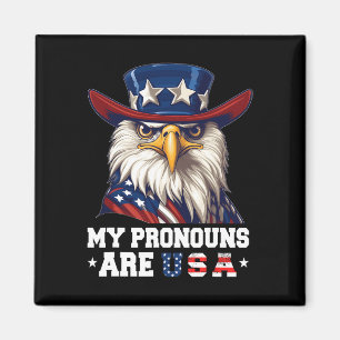 My Pronouns Are Usa Funny Eagle 4 July American Magnet