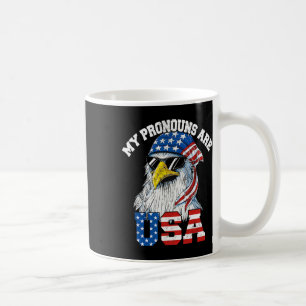 My Pronouns Are Usa Patriotic Eagle Funny 4th Of J Coffee Mug