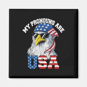 My Pronouns Are Usa Patriotic Eagle Funny 4th Of J Magnet