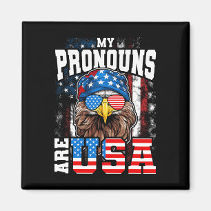 My Pronouns Are Usa Patriotic Eagle Funny 4th Of J Magnet