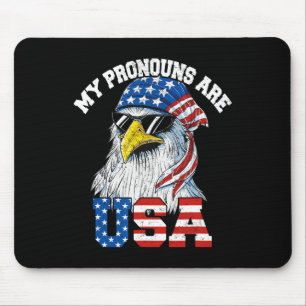 My Pronouns Are Usa Patriotic Eagle Funny 4th Of J Mouse Pad