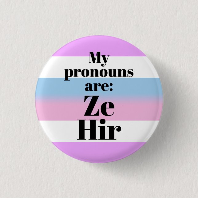 My pronouns are: Ze Hir - bigender flag 3 Cm Round Badge (Front)