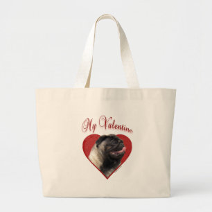 My Pug Valentine Large Tote Bag