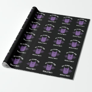 My Puns Are Really Bat Funny Animal Pun Dark BG Wrapping Paper