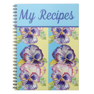 My Recipe Book Pansy Purple Flower Watercolour Art