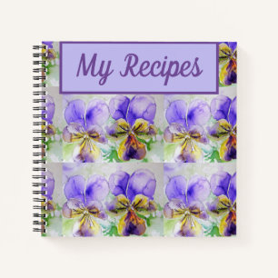 My Recipe Book Viola Purple Flower Watercolour Art