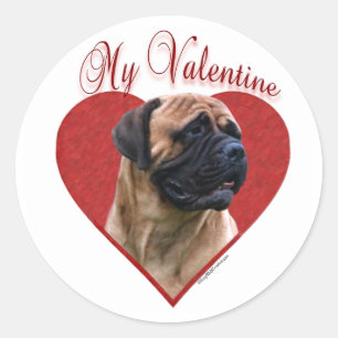 My Red Bullmastiff Valentine Classic Round Sticker
