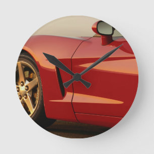 My Red Corvette Round Clock