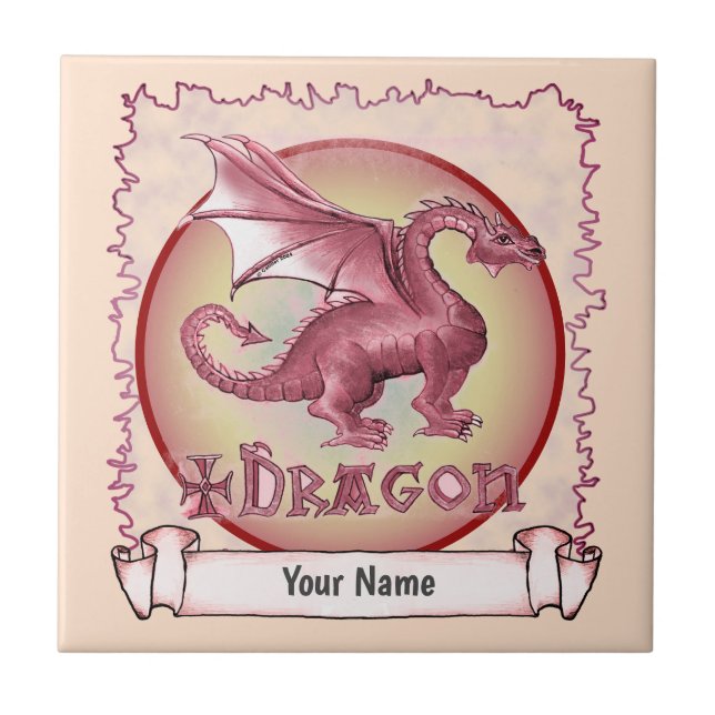 My Red Dragon Ceramic Tile (Front)