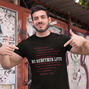 MY REDEEMER LIVES Easter Scripture Men's Black T-Shirt