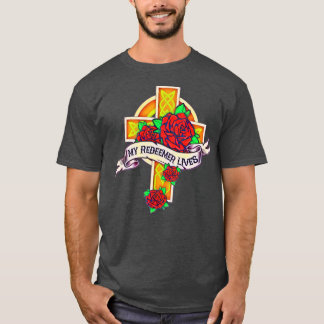 My Redeemer Lives Tattoo Style Graphic T-Shirt